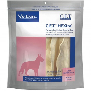 C.E.T. HEXtra Premium Oral Hygiene Chews for Dogs Large 30 Ct