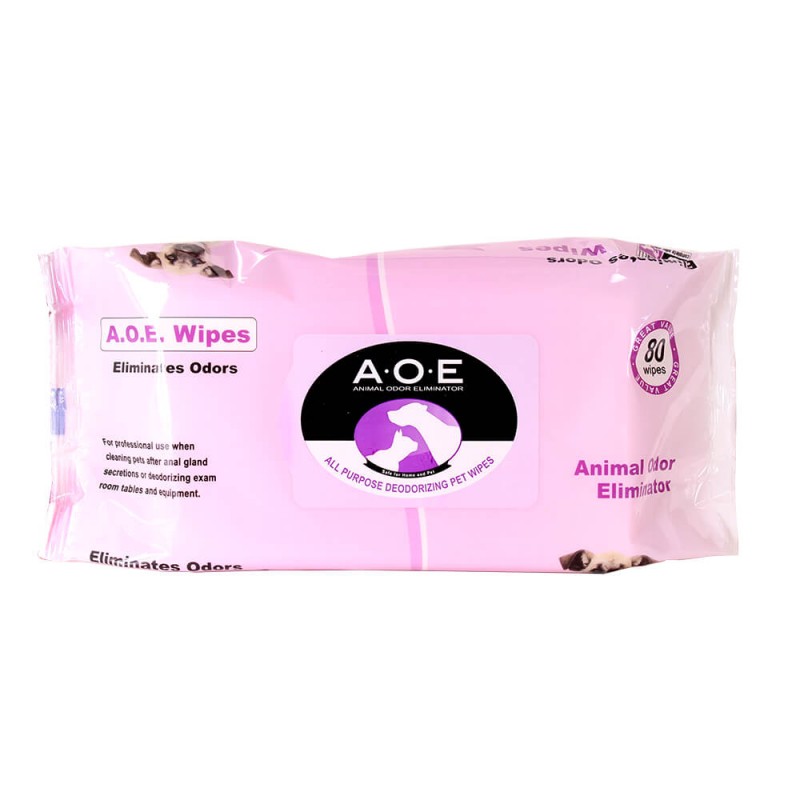 AOE Animal Odor Eliminator Deodorizing Wipes, 80 Count