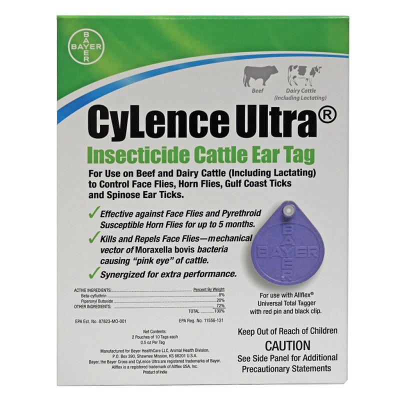 Cylence Ultra Insecticide Cattle Ear Tag, 20 Count